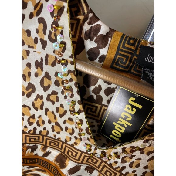 Jackpot NWT Brown Animal Print Decorated V Neck Kaftan - Picture 5 of 8